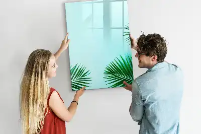 Glazen magneetbord met decoratieve print met exotische bladeren