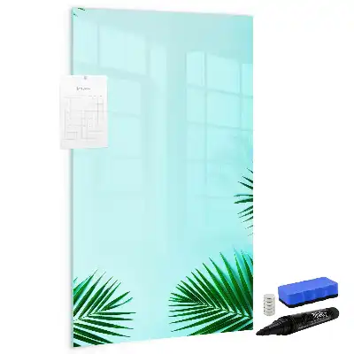 Glazen magneetbord met decoratieve print met exotische bladeren