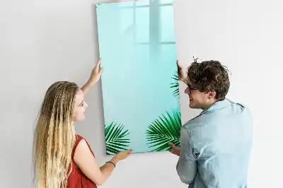 Glazen magneetbord met decoratieve print met exotische bladeren