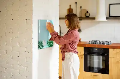 Glazen magneetbord met decoratieve print met exotische bladeren