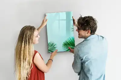 Glazen magneetbord met decoratieve print met exotische bladeren