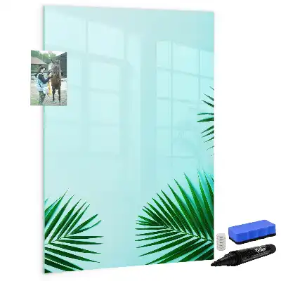 Glazen magneetbord met decoratieve print met exotische bladeren