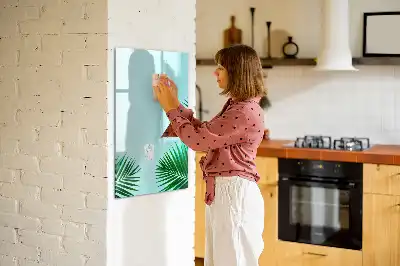 Glazen magneetbord met decoratieve print met exotische bladeren