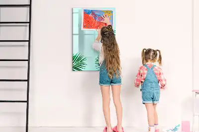 Glazen magneetbord met decoratieve print met exotische bladeren