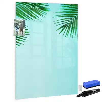 Magnetisch glazen memobord voor aan de muur met palmbladeren print