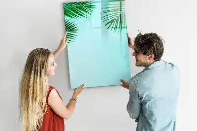 Magnetisch glazen memobord voor aan de muur met palmbladeren print