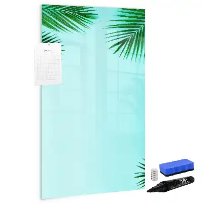 Magnetisch glazen memobord voor aan de muur met palmbladeren print