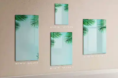 Magnetisch glazen memobord voor aan de muur met palmbladeren print