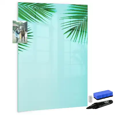 Magnetisch glazen memobord voor aan de muur met palmbladeren print