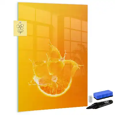 Glazen magneetbord met Sinaasappelsap-print decoratief glazen magneetbord met sinaasappelsap print