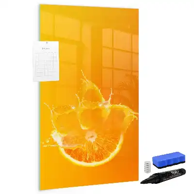 Glazen magneetbord met Sinaasappelsap-print decoratief glazen magneetbord met sinaasappelsap print