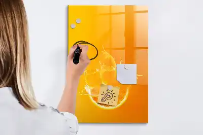 Glazen magneetbord met Sinaasappelsap-print decoratief glazen magneetbord met sinaasappelsap print
