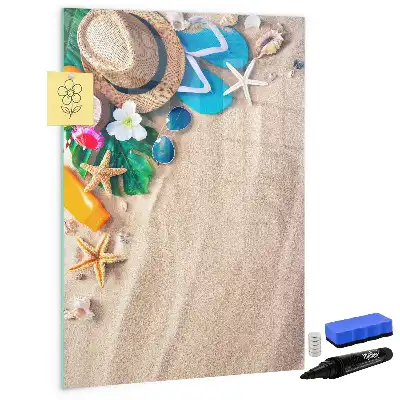 Magnetisch glazen memobord voor aan de muur zandstrand