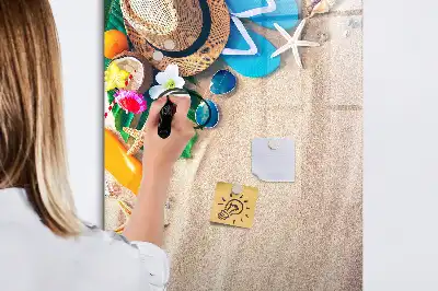 Magnetisch glazen memobord voor aan de muur zandstrand