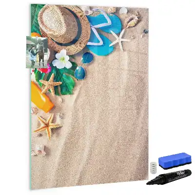 Magnetisch glazen memobord voor aan de muur zandstrand