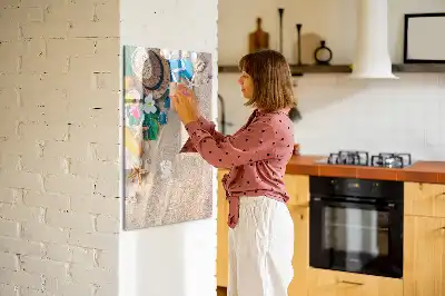 Magnetisch glazen memobord voor aan de muur zandstrand