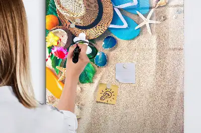 Magnetisch glazen memobord voor aan de muur zandstrand
