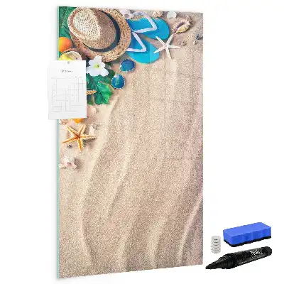 Magnetisch glazen memobord voor aan de muur zandstrand
