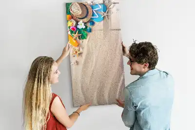 Magnetisch glazen memobord voor aan de muur zandstrand