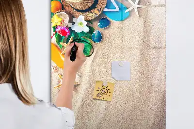 Magnetisch glazen memobord voor aan de muur zandstrand