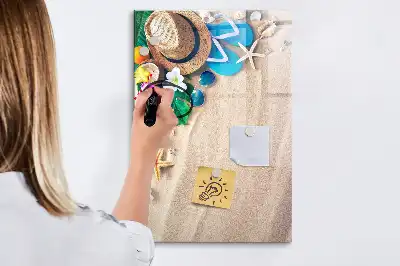Magnetisch glazen memobord voor aan de muur zandstrand