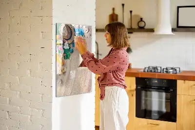 Magnetisch glazen memobord voor aan de muur zandstrand
