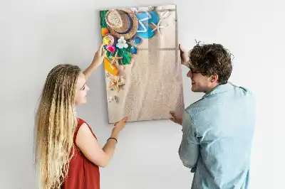 Magnetisch glazen memobord voor aan de muur zandstrand
