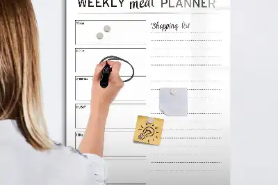 Magnetisch glazen memobord voor aan de muur weekplanner voor maaltijden