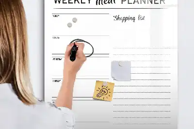 Magnetisch glazen memobord voor aan de muur weekplanner voor maaltijden