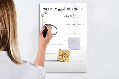 Magnetisch glazen memobord voor aan de muur weekplanner voor maaltijden