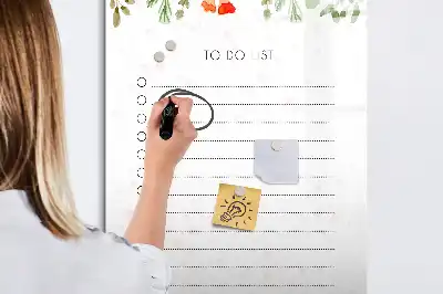 Glazen magneetbord met decoratieve print met opdruk van to-do lijst