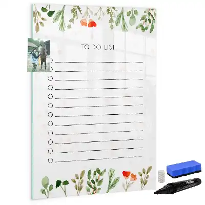 Glazen magneetbord met decoratieve print met opdruk van to-do lijst