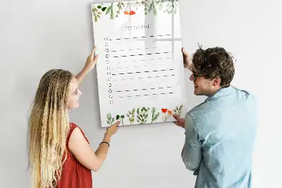 Glazen magneetbord met decoratieve print met opdruk van to-do lijst