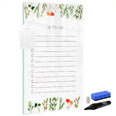 Glazen magneetbord met decoratieve print met opdruk van to-do lijst