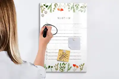Glazen magneetbord met decoratieve print met opdruk van to-do lijst