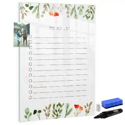 Glazen magneetbord met decoratieve print met opdruk van to-do lijst