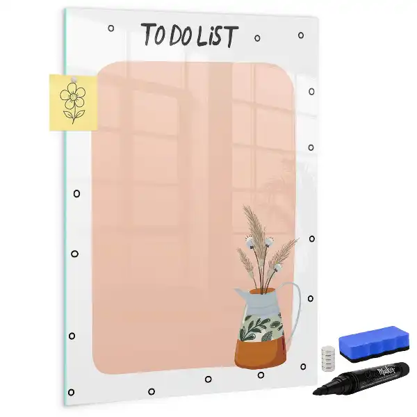 Magnetisch glazen memobord voor aan de muur to-do lijst