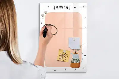 Magnetisch glazen memobord voor aan de muur to-do lijst