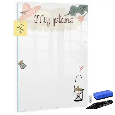 Glazen magneetbord met decoratieve print Mijn plannen