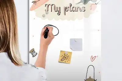 Glazen magneetbord met decoratieve print Mijn plannen