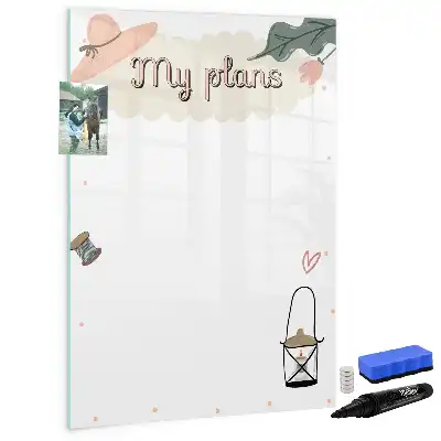 Glazen magneetbord met decoratieve print Mijn plannen