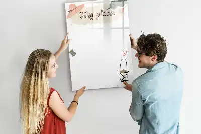 Glazen magneetbord met decoratieve print Mijn plannen