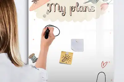 Glazen magneetbord met decoratieve print Mijn plannen