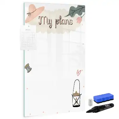 Glazen magneetbord met decoratieve print Mijn plannen