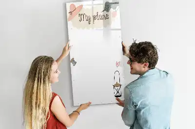 Glazen magneetbord met decoratieve print Mijn plannen