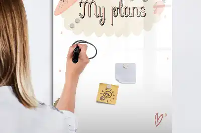 Glazen magneetbord met decoratieve print Mijn plannen