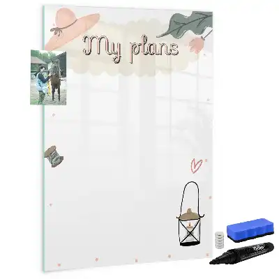 Glazen magneetbord met decoratieve print Mijn plannen