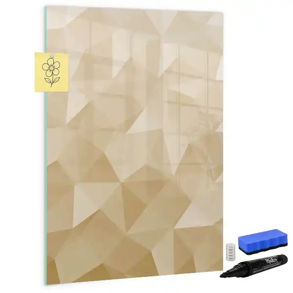 Magnetisch glazen memobord voor aan de muur met abstracte driehoekprint