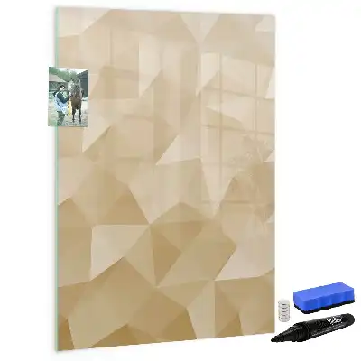 Magnetisch glazen memobord voor aan de muur met abstracte driehoekprint