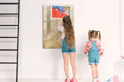 Magnetisch glazen memobord voor aan de muur met abstracte driehoekprint